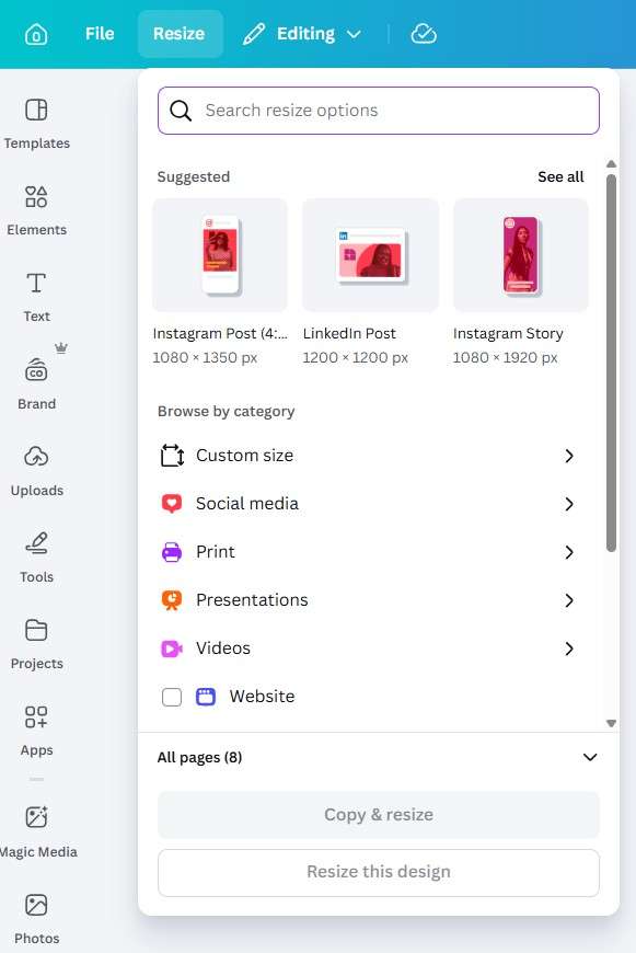 ilikemedia-canva-magic-resize-formaten Canva Magic Resize: ontwerp in één klik omzetten naar een ander formaat